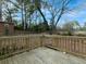 Backyard featuring wooden deck with railing and foliage throughout the yard at 551 Floyd Se Dr, Smyrna, GA 30082