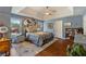 Spacious main bedroom with tray ceilings, hardwood floors, and large windows at 1274 Ridge Vista Ct, Lawrenceville, GA 30043