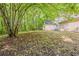 View of the home's expansive backyard with lush trees at 5786 Longbow Dr, Stone Mountain, GA 30087