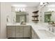 Modern bathroom featuring marble countertops and stylish fixtures at 963 Hawk Creek Trl, Lawrenceville, GA 30043