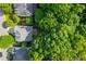 An aerial shot of the property showing mature trees and landscaping for added privacy at 3182 Windsor Lake Ne Dr, Atlanta, GA 30319