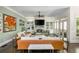 Open-concept living room featuring built-in shelves, fireplace and french doors with well appointed decor at 3182 Windsor Lake Ne Dr, Atlanta, GA 30319