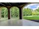 Covered patio with brick columns, providing a shaded outdoor space with views of the expansive backyard at 8340 Royal Melbourne Way, Duluth, GA 30097