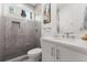 Modern bathroom with marble tile and walk-in shower at 2385 Nesbitt Dr, Brookhaven, GA 30319