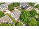 Aerial shot of a home and surrounding neighborhood with lush greenery and well-maintained lawns at 3826 Baxley Village Trl, Suwanee, GA 30024
