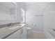 Bathroom featuring a vanity sink with white cabinetry and a shower tub at 3826 Baxley Village Trl, Suwanee, GA 30024