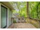 Wooden back deck providing an outdoor living space with views of surrounding trees and foliage at 6015 Sumit Nw Ct, Kennesaw, GA 30152