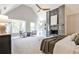 Spacious main bedroom boasts vaulted ceiling, fireplace, sitting area, and large windows overlooking the lush landscaping at 2682 Boulder Creek Ne Dr, Roswell, GA 30075