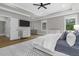 This primary bedroom features a wet bar, trey ceilings, recessed lighting, and neutral paint at 407 Estates View Dr, Acworth, GA 30101