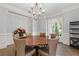 Elegant dining room with hardwood floors, wainscoting, and a decorative chandelier at 4101 Rickenbacker Ne Dr, Atlanta, GA 30342