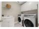 Functional laundry room with modern appliances, white cabinetry, sink, and storage at 4101 Rickenbacker Ne Dr, Atlanta, GA 30342