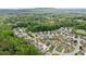 Aerial view features a suburban community nestled among green trees and foliage with mountain backdrop at 3365 Buffington Ln, Cumming, GA 30040
