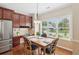 Bright dining area featuring a large window, stainless steel appliances, and granite countertops at 3365 Buffington Ln, Cumming, GA 30040