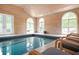 Indoor pool with wood-paneled walls and ceiling plus lots of natural light at 5102 Chastleton Dr, Stone Mountain, GA 30087