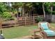 Cozy backyard with a wooden fence and a comfortable wicker chair at 1294 Parkview Nw Ln, Kennesaw, GA 30152