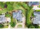 Aerial of backyard showcasing a well-manicured lawn, mature trees, and patio at 3049 Brightwood Se Ln, Marietta, GA 30067