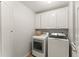 Functional laundry room with modern washer and dryer, plus convenient cabinet storage at 3049 Brightwood Se Ln, Marietta, GA 30067