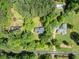 Aerial view of the property showcasing the home, pool, and lush surrounding greenery at 5902 Wills Orchard Rd, Cumming, GA 30040