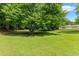 Expansive front yard with a large tree provides ample shade and beautiful surroundings for the charming one-story home at 5902 Wills Orchard Rd, Cumming, GA 30040