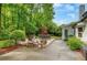 Backyard with patio, manicured landscaping, and stone pathway, creating an inviting outdoor space at 1384 Independence Way, Marietta, GA 30062