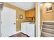 Functional laundry room with washer, dryer, and overhead cabinets, optimizing space and convenience for everyday chores at 1384 Independence Way, Marietta, GA 30062