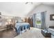Cozy bedroom with vaulted ceiling, soft carpet, and stylish gray and white decor at 2430 Tack Hill Ct, Dacula, GA 30019