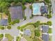 Aerial shot showcasing a clean community pool and other neighborhood amenities at 2430 Tack Hill Ct, Dacula, GA 30019