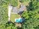 Aerial view showcases the property's pool, driveway, and mature trees at 4820 Yeager Rd, Douglasville, GA 30135