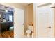 A shot of the half bath, located off the main bedroom, next to the toilet and linen closet at 118 Valleyside S Dr, Dallas, GA 30157
