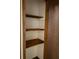 Pantry featuring painted walls, wood trim, and open shelving at 3594 Broxton Ln, Snellville, GA 30039