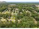 An aerial shot captures a house in a tree-filled neighborhood with nearby Stone Mountain at 944 Pine Ridge Dr, Stone Mountain, GA 30087