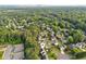 Aerial view of a lush, green neighborhood with tree-lined streets and well-maintained homes, and mountains in the distance at 440 Laurian Nw Way, Kennesaw, GA 30144