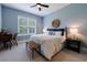 Cozy bedroom featuring light blue walls, a comfortable bed, and a bright window at 4992 Concert Ln, Marietta, GA 30066