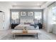 Relaxing bedroom featuring a tray ceiling, large windows, and stylish decor elements at 5315 Trescott Path, Cumming, GA 30028