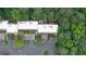 Overhead view shows a townhome with a back patio and mature trees that provide a private outdoor space at 76 Forrest Pl, Atlanta, GA 30328