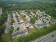An aerial view of a residential neighborhood with lush greenery and well-maintained houses and a pin drop at 3601 Gainesway Trce, Duluth, GA 30096