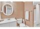 Bathroom with a large sink, vanity, toilet and shower/tub with a shower curtain at 4676 Ivygate Se Cir, Atlanta, GA 30339