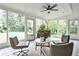 Bright sunroom with floor-to-ceiling windows offering scenic backyard views and plenty of natural light at 2568 Laurelwood Rd, Atlanta, GA 30360