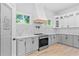 Bright kitchen features gray cabinets, stainless steel appliances, and a pantry at 378 Grant Park Pl, Atlanta, GA 30315