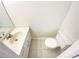 A simple powder room with a single sink vanity and a standard toilet at 6370 Maid Marion Close, Alpharetta, GA 30005