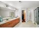 Bathroom featuring double sinks, granite countertops, and a separate shower at 3857 Felton Hill Sw Rd # 9, Smyrna, GA 30082