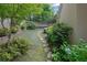 Landscaped front yard featuring a stone walkway and lush greenery at 4566 Fountain Ne Dr, Marietta, GA 30067