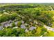 Aerial view of the property showcasing the mature landscaping, community pool, and surrounding neighborhood at 1140 Moorestown Cir, Decatur, GA 30033