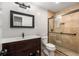 This bathroom features a new vanity, sink, tile shower, and tile floors at 1140 Moorestown Cir, Decatur, GA 30033