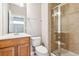 Bathroom vanity with a framed glass shower at 2252 Limehurst Ne Dr, Atlanta, GA 30319
