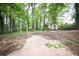 Expansive backyard featuring mature trees and a small storage shed at 5666 Goldfield Dr, Acworth, GA 30102