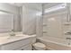 Clean, well-lit bathroom with a white vanity, shower-tub combo, and neutral decor at 101 Wins Walk, Cartersville, GA 30121