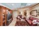 Finished basement featuring a media center, seating, and decorative touches at 1292 Green Turf Dr, Snellville, GA 30078