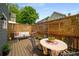 Cozy outdoor patio featuring wood lattice, a dining table, and comfortable seating at 174 Crumley St, Atlanta, GA 30312