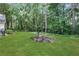 Manicured backyard with a vibrant lawn and mature trees create a serene setting at 3001 Garland Sw Dr, Marietta, GA 30008